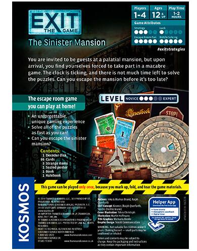 Exit the Game The Sinister Mansion - Board Games Master Australia | KIds | Familiy | Adults | Party | Online | Strategy Games | New Release
