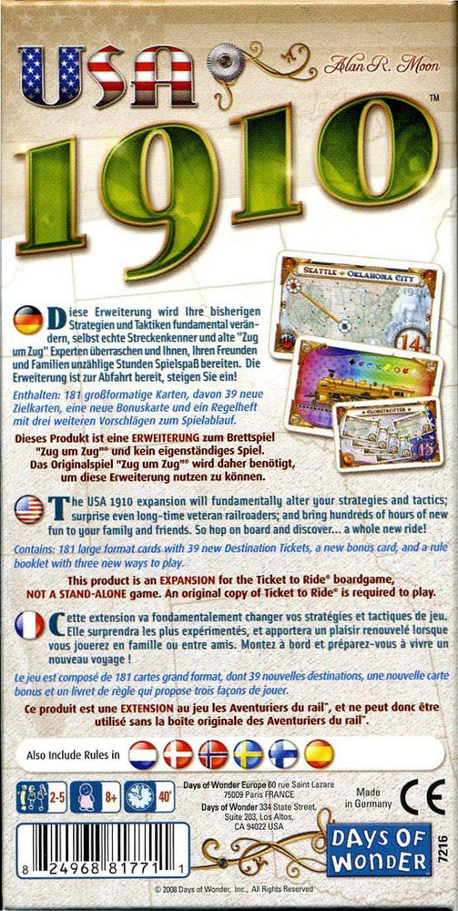 Ticket to Ride USA 1910 Expansion - Board Games Master Australia | KIds | Familiy | Adults | Party | Online | Strategy Games | New Release